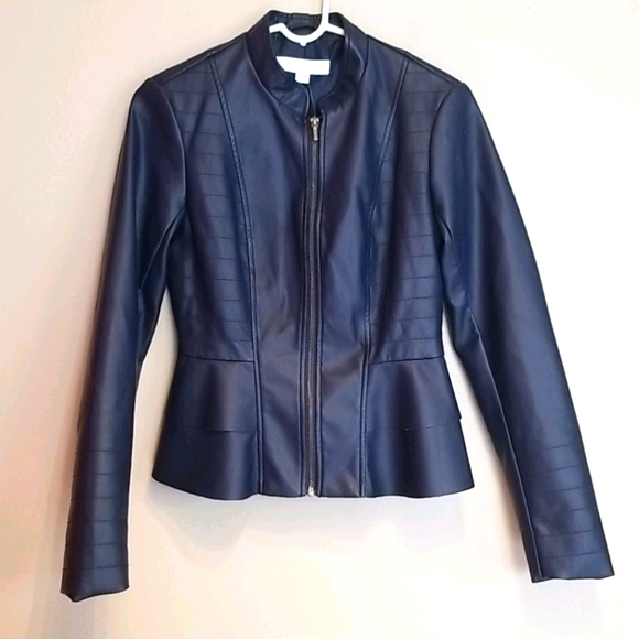 New York & Company Jackets & Blazers - NY&CO blue peplum vegan leather jacket